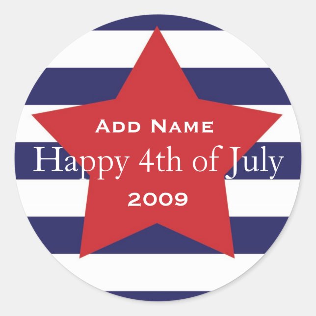 Happy "4th of July" Cutstomizable Favor Sticker (Front)