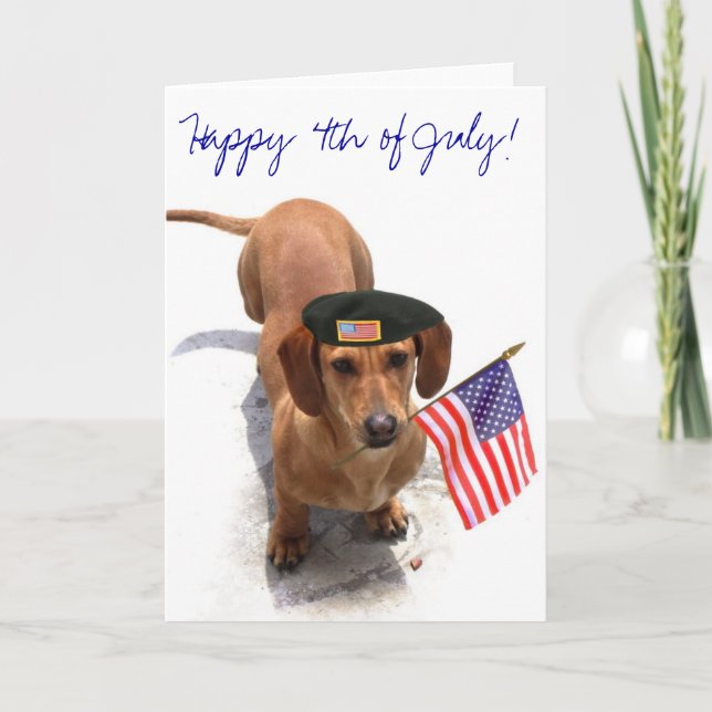 Happy 4th of July dachshund greeting card (Front)