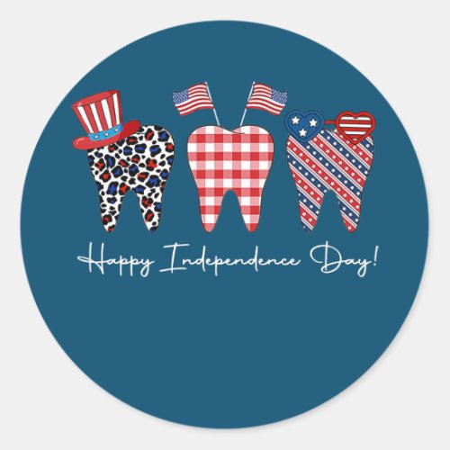 Happy 4th of july dental hygienist Patriotic Classic Round Sticker