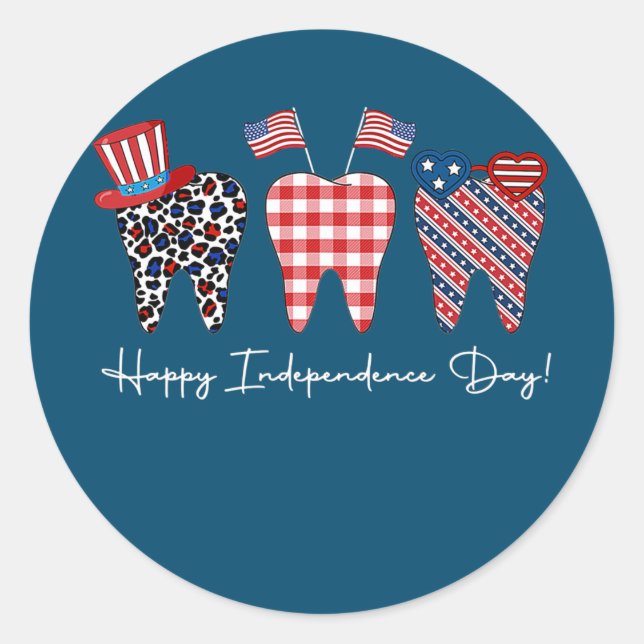 Happy 4th of july dental hygienist Patriotic Classic Round Sticker (Front)