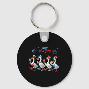 Happy 4th Of July Ducks Independence Day American Keychain