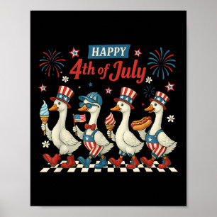 Happy 4th Of July Ducks Independence Day American Poster