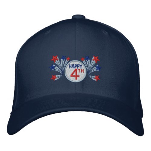 Happy 4th of July Embroidered Baseball Hat