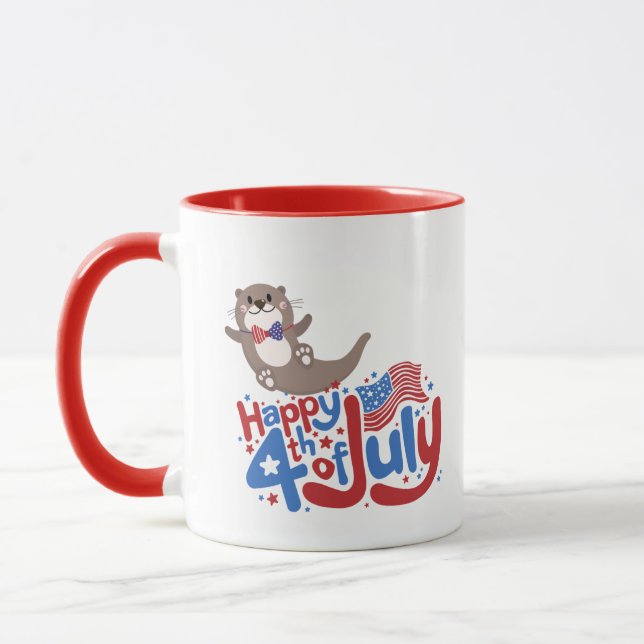 Happy 4th Of July Family, Family Matchin Mugs (Left)
