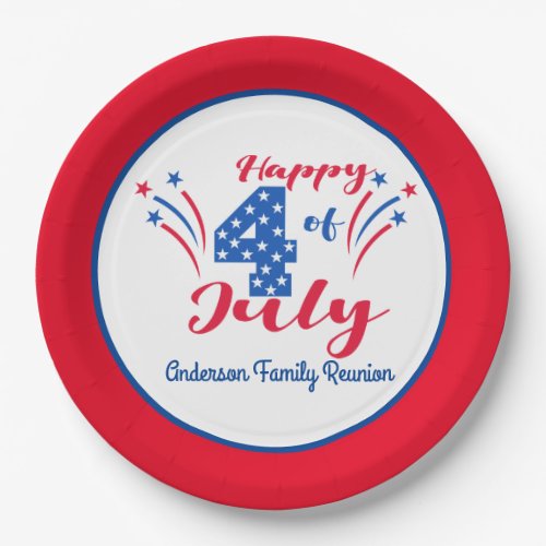 Happy 4th Of July Family Reunion Add Family Name Paper Plates