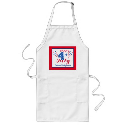 Happy 4th Of July Family Reunion Party Long Apron