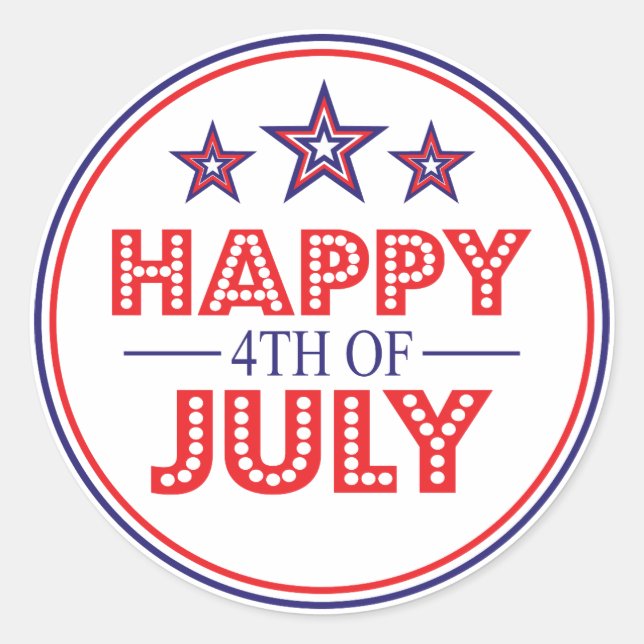 Happy 4th Of July Favor Stickers (Front)