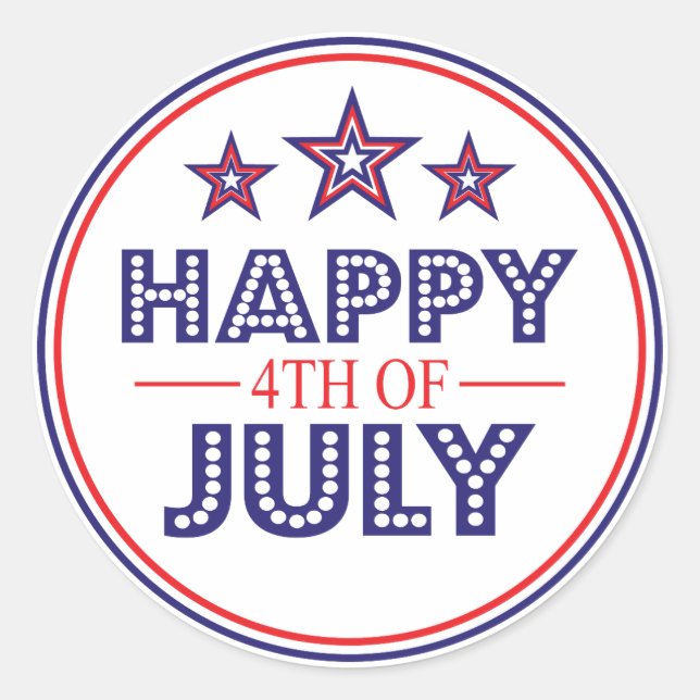Happy 4th Of July Favor Stickers (Front)