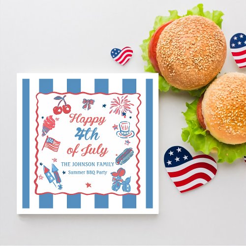 Happy 4th of July Fireworks BBQ Party Napkins
