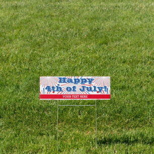 Happy 4th of July fireworks party custom yard sign