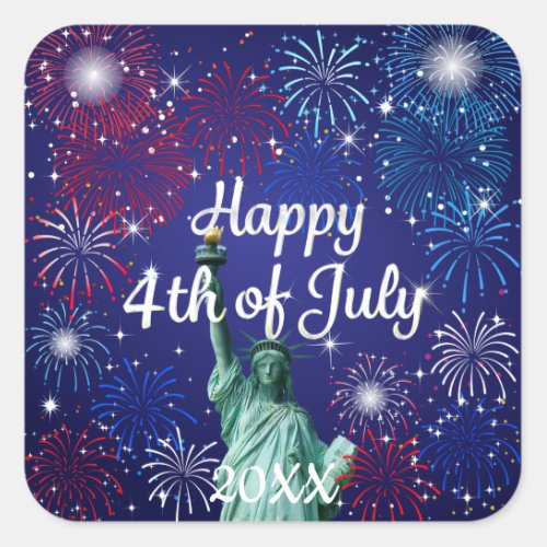 Happy 4th of July Fireworks Square Sticker