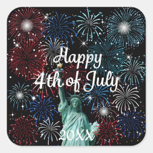 Happy 4th of July Fireworks Square Sticker