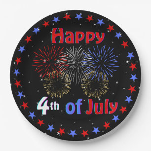 Happy 4th of July Fireworks Star Paper Plates