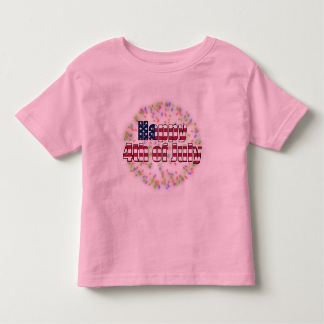 Happy 4th of July Fireworks Toddler Ringer T-Shirt (Front)
