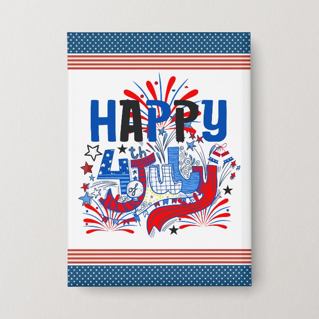 Happy 4th of July Fireworks USA-63261 Button (Front)