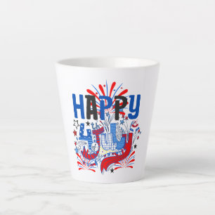 Happy 4th of July Fireworks USA-63261 Latte Mug