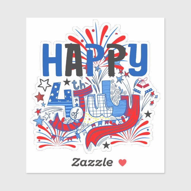 Happy 4th of July Fireworks USA-63261 Sticker (Sheet)