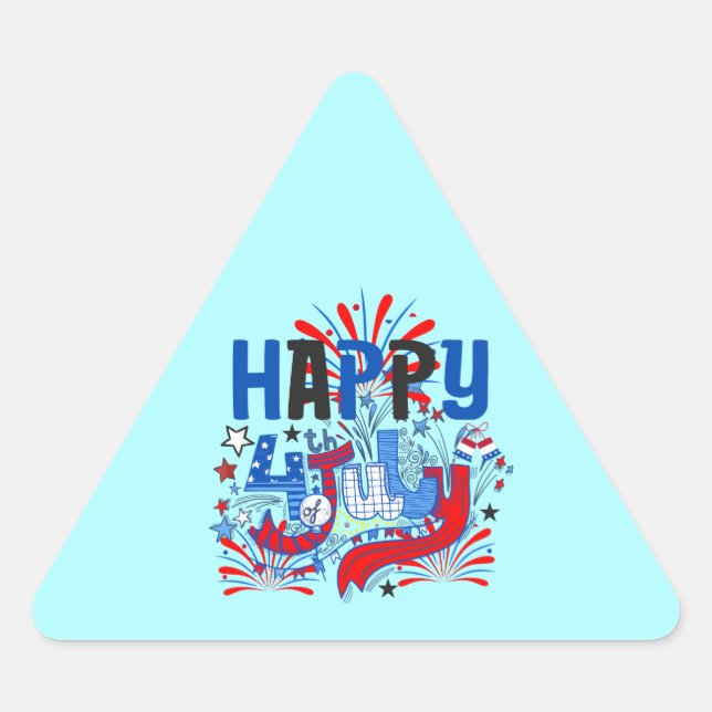 Happy 4th of July Fireworks USA-63261 Triangle Sticker (Front)