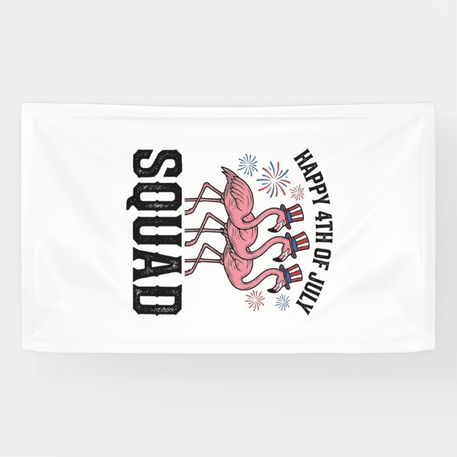 Happy 4th of July Flamingo Squad Vector Design_1 Banner (Horizontal)