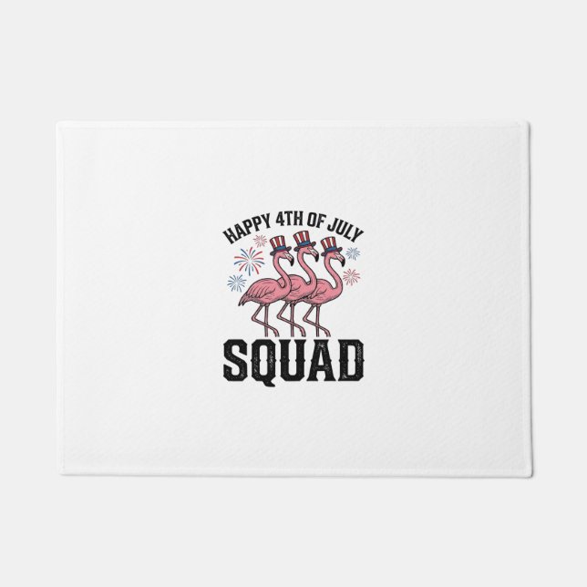 Happy 4th of July Flamingo Squad Vector Design_1 Doormat (Front)