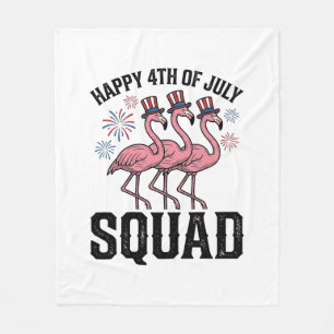 Happy 4th of July Flamingo Squad Vector Design_1 Fleece Blanket