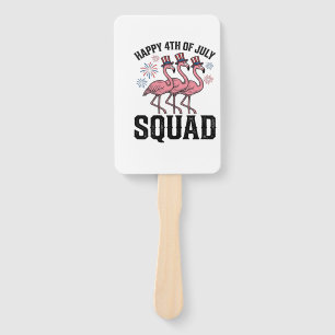 Happy 4th of July Flamingo Squad Vector Design_1 Hand Fan