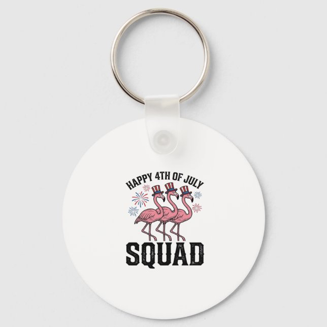Happy 4th of July Flamingo Squad Vector Design_1 Keychain (Front)