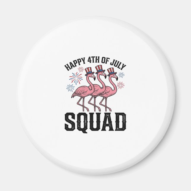 Happy 4th of July Flamingo Squad Vector Design_1 Magnet (Front)