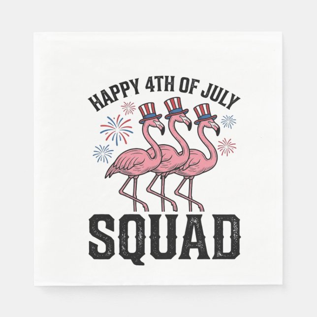 Happy 4th of July Flamingo Squad Vector Design_1 Napkins (Front)
