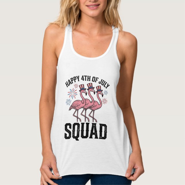 Happy 4th of July Flamingo Squad Vector Design_1 Tank Top (Front)