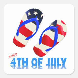 Happy 4th Of July - Flip Flop Square Sticker