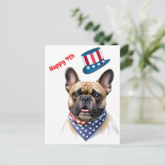Happy 4th of July French Bulldog Postcard