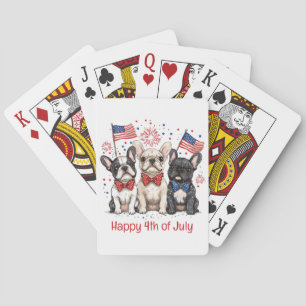 Happy 4th Of July French Bulldogs Poker Cards