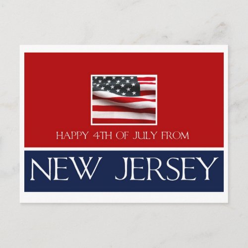 happy 4th of July from New Jersey Postcard