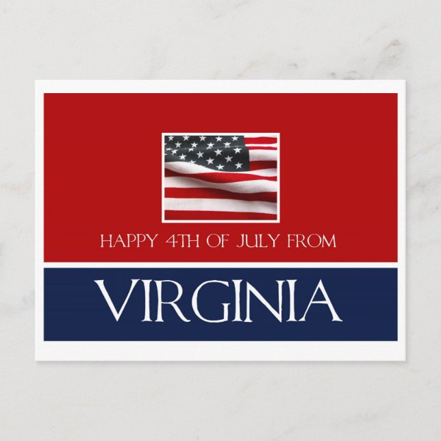 happy 4th of July from Virginia Postcard (Front)