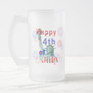 Happy 4th of July Frosted Glass Beer Mug