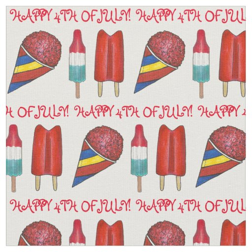 Happy 4th of July Frozen Treats Popsicle Snocone Fabric