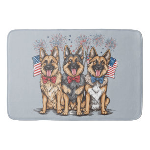 Happy 4th Of July German Shepherd Dogs Bath Mat