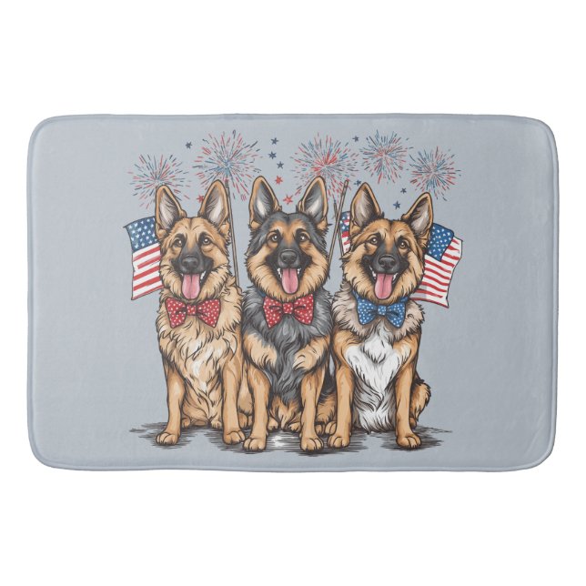 Happy 4th Of July German Shepherd Dogs Bath Mat (Front)
