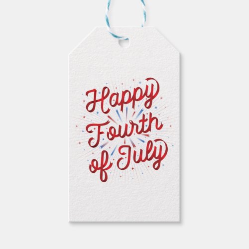 Happy 4th of July Gift Tag Red