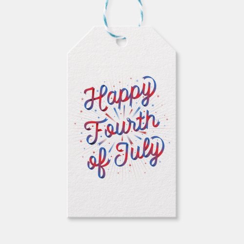 Happy 4th of July Gift Tag RedBlue Gradient