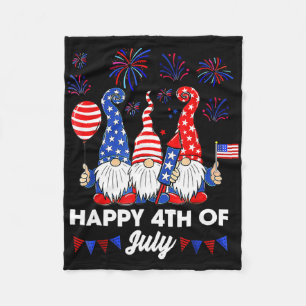 Happy 4th Of July Gnomes Fleece Blanket