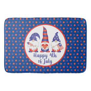 Happy 4th of July Gnomes Red White Blue Bath Mat