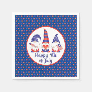 Happy 4th of July Gnomes Red White Blue Napkins