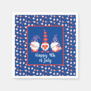 Happy 4th of July Gnomes Red White Blue Napkins