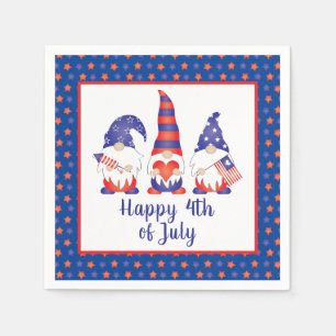 Happy 4th of July Gnomes Red White Blue Napkins