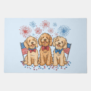 Happy 4th Of July Goldendoodle Dogs Fireworks Doormat