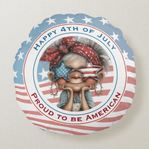 Happy 4th of July Grandma Round Pillow