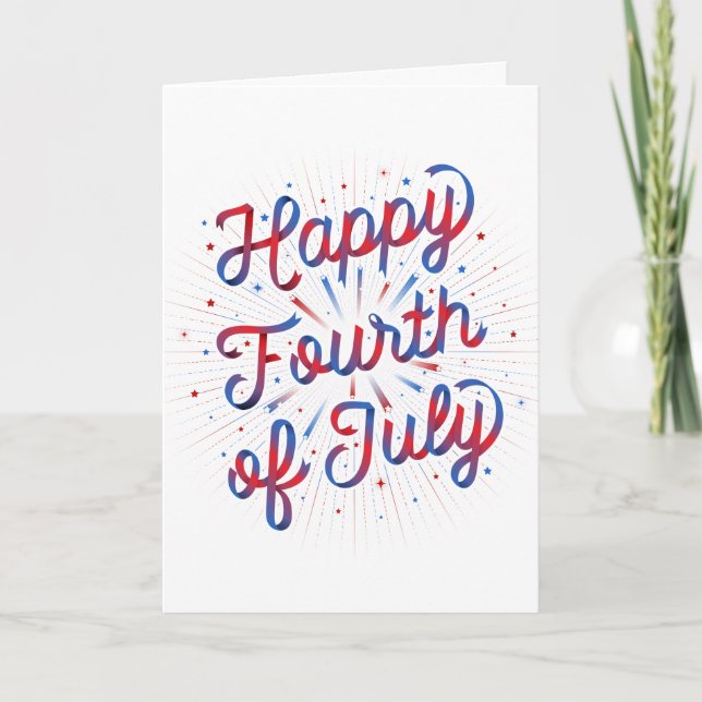 Happy 4th of July Greeting Card Red/Blue Gradient (Front)