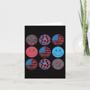 Happy 4th Of July Groovy Smile Face Red White Blue Card